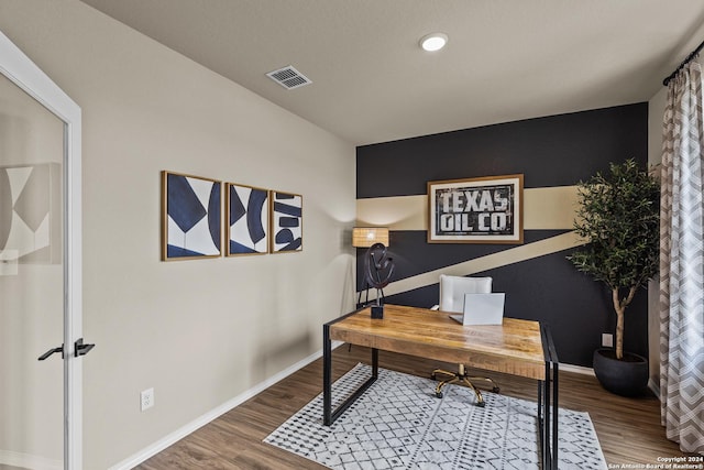 office featuring hardwood / wood-style flooring