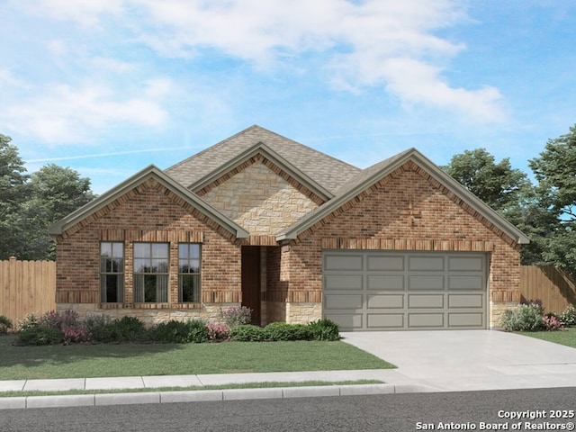 view of front of property with a garage