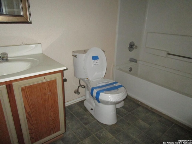 full bathroom featuring vanity, toilet, and bathing tub / shower combination