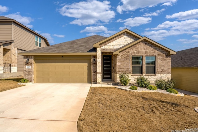 craftsman-style house with a garage and a front yard