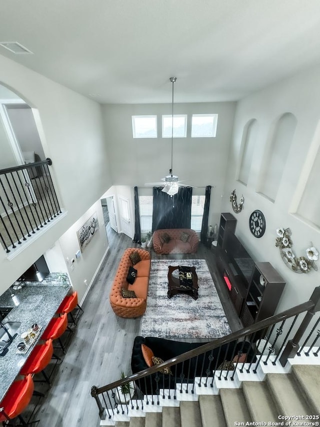 living room with wood-type flooring