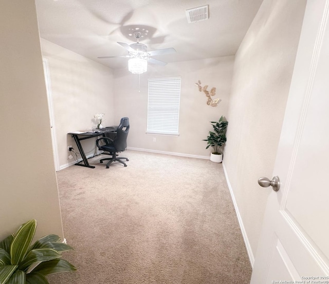 office area with light carpet