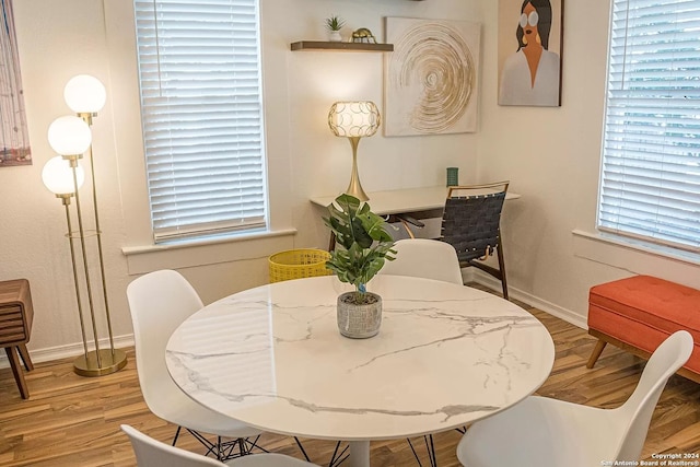 dining area featuring light hardwood / wood-style flooring