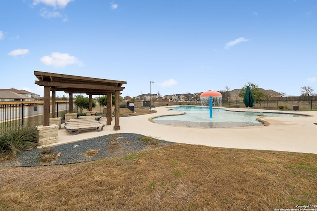 surrounding community featuring a patio, fence, and a pool