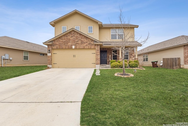 view of front of house featuring a garage and a front yard