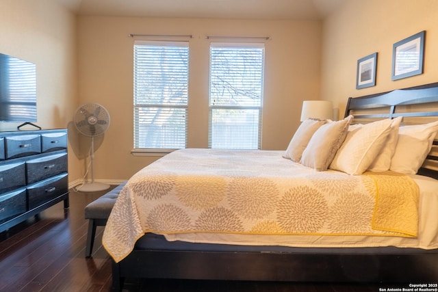 bedroom featuring dark wood-type flooring