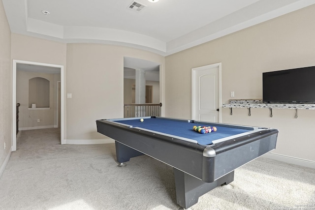 playroom featuring carpet and billiards