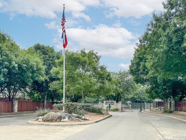 11723 Shotgun Way, Helotes, TX 78023 - view of street with a gated entry, a gate, and curbs