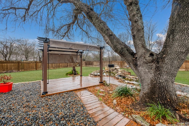 view of yard featuring a deck