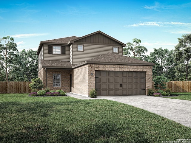 view of front of home with a garage and a front yard