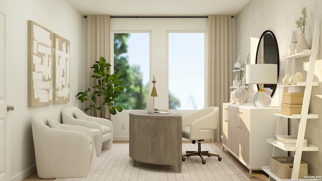 sitting room with light wood-type flooring