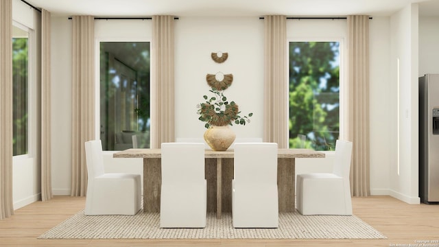 dining space featuring hardwood / wood-style flooring