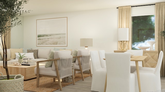 living area featuring hardwood / wood-style flooring