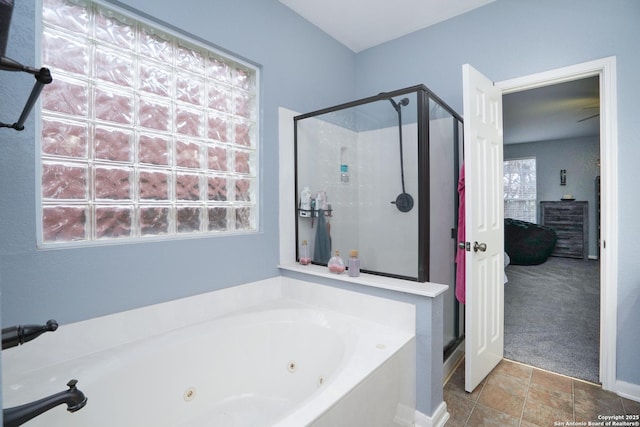 bathroom with independent shower and bath