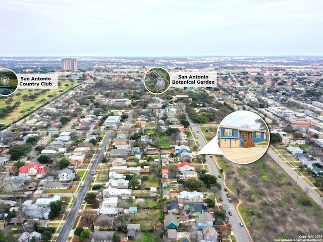 bird's eye view with a residential view