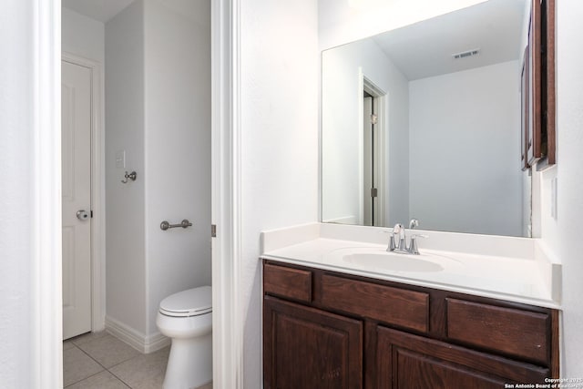 bathroom with tile patterned floors, toilet, and vanity