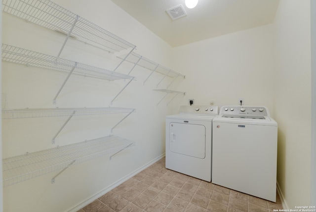 washroom featuring washer and clothes dryer