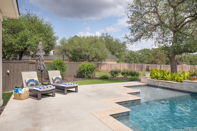 view of pool with a patio and a fenced backyard