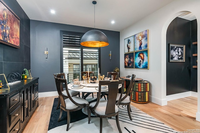 dining area featuring light hardwood / wood-style flooring