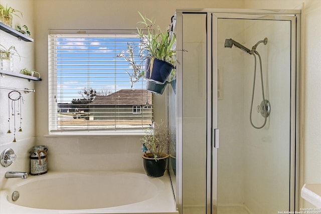 bathroom with independent shower and bath