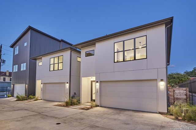 contemporary home featuring a garage