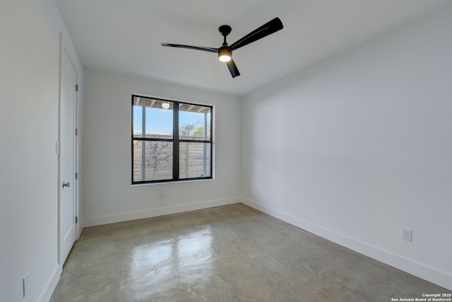 spare room featuring ceiling fan