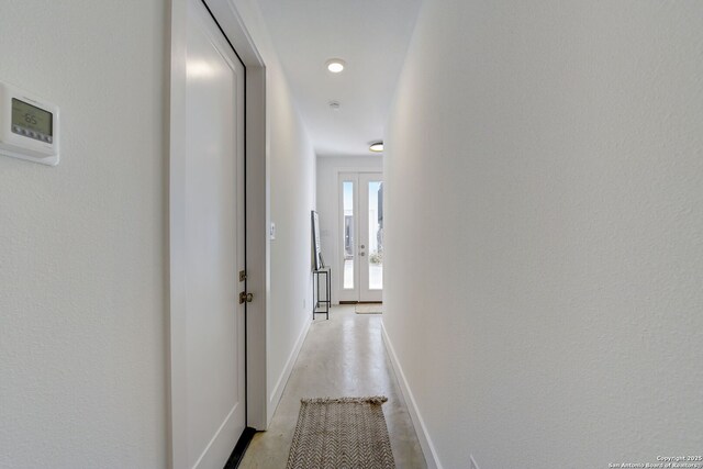 hallway featuring french doors