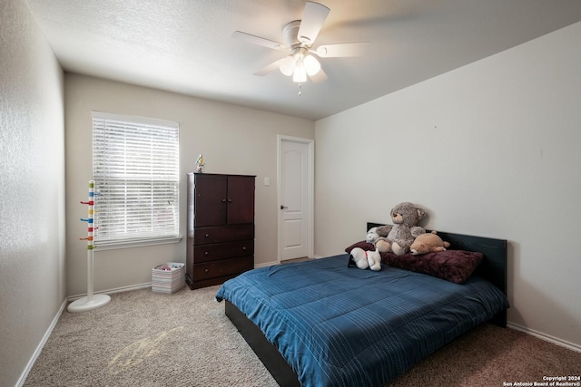 bedroom with carpet and ceiling fan