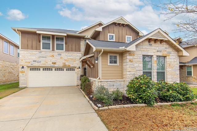 craftsman inspired home featuring a garage