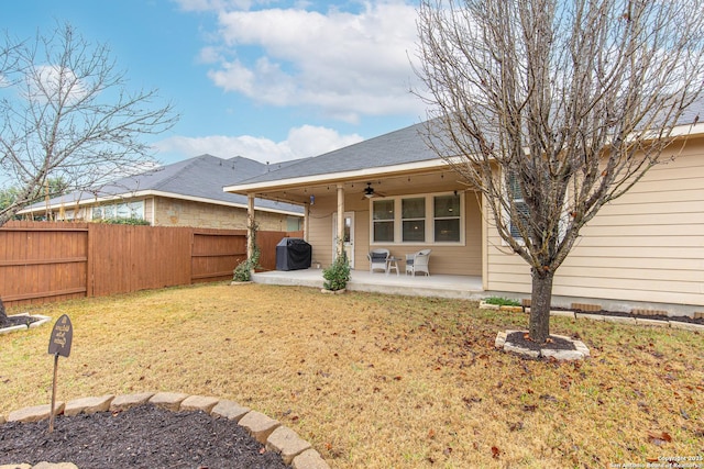7919 Coolspring Dr, San Antonio, TX 78254 - rear view of house featuring a ceiling fan and a patio area