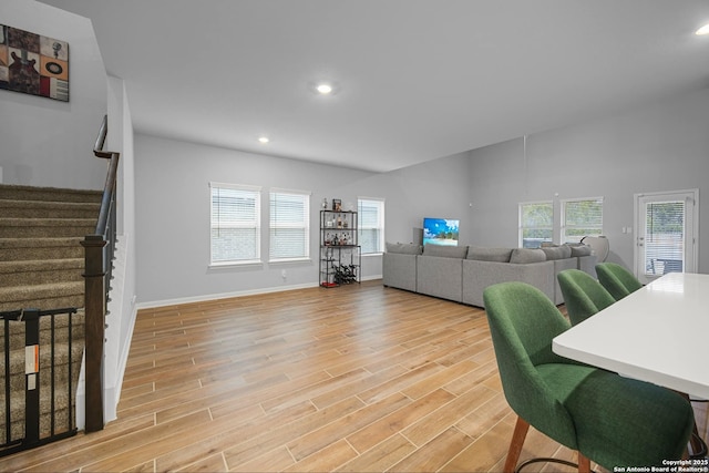 living room with light wood-type flooring