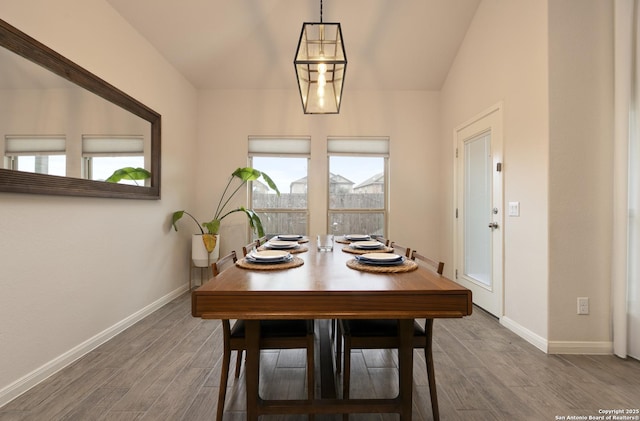 dining area with hardwood / wood-style floors