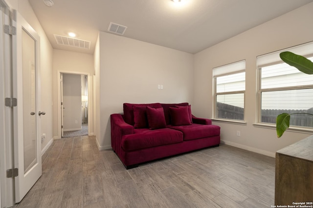 living room featuring light hardwood / wood-style flooring