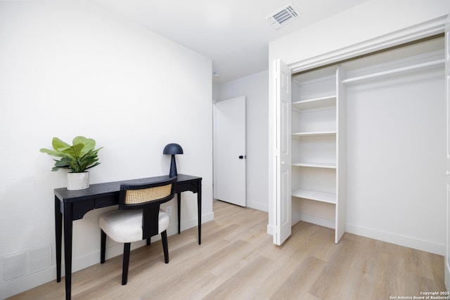 office area featuring light wood-type flooring