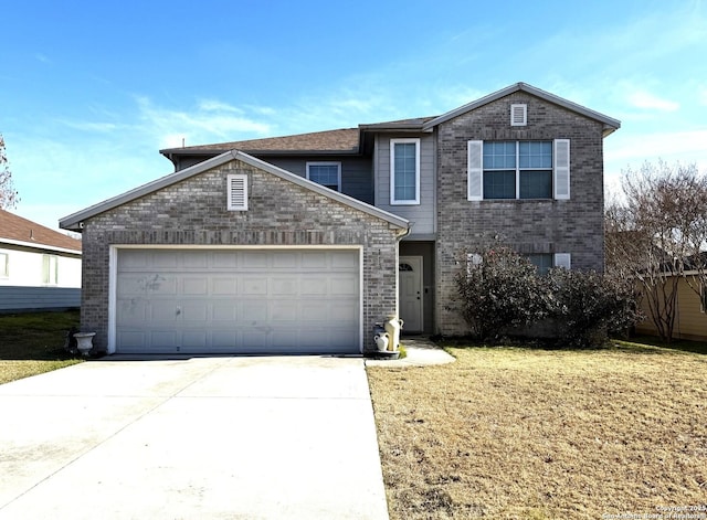 front of property featuring a garage and a front lawn