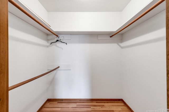 walk in closet with hardwood / wood-style flooring