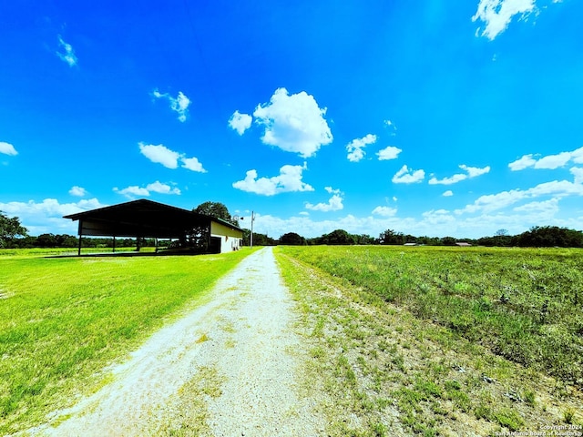 view of road with a rural view and driveway