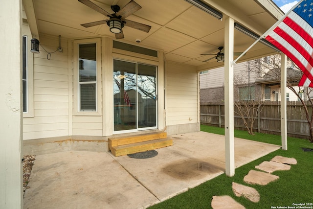 view of patio / terrace with ceiling fan