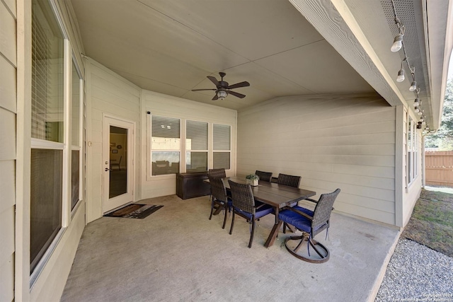 view of patio / terrace featuring ceiling fan