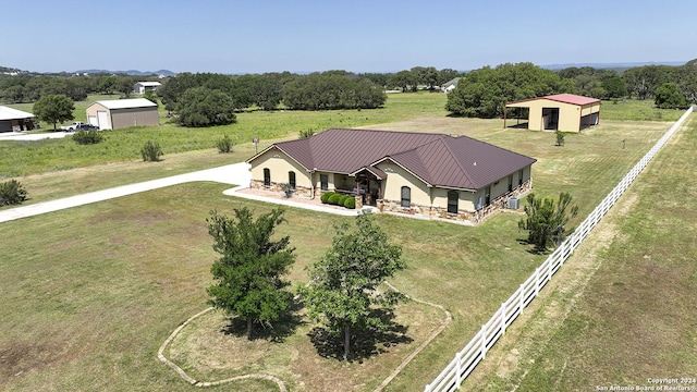 drone / aerial view with a rural view