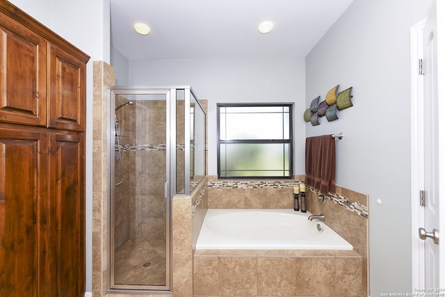 bathroom with plus walk in shower