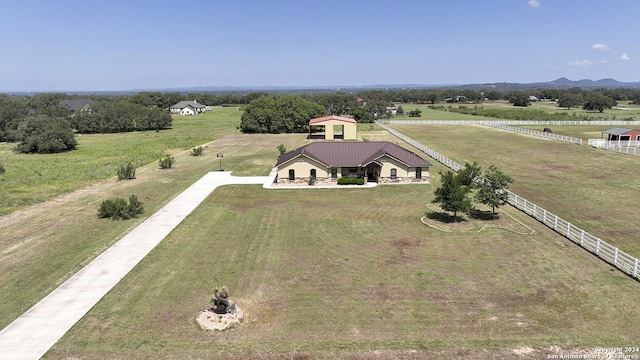 aerial view with a rural view