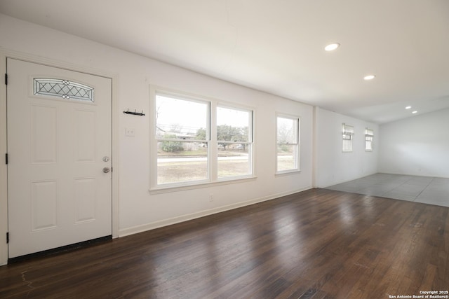 entrance foyer with dark hardwood / wood-style flooring