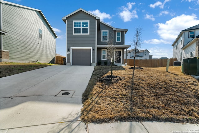 view of front property with a garage