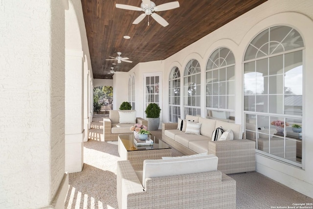 view of patio / terrace with outdoor lounge area and ceiling fan