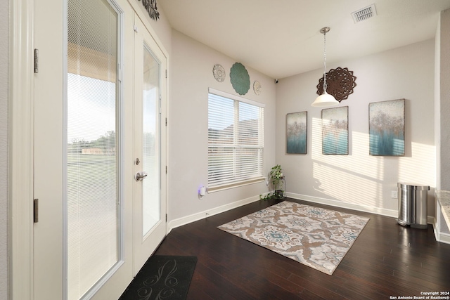 interior space with dark hardwood / wood-style flooring