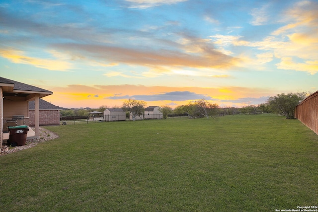 view of yard at dusk