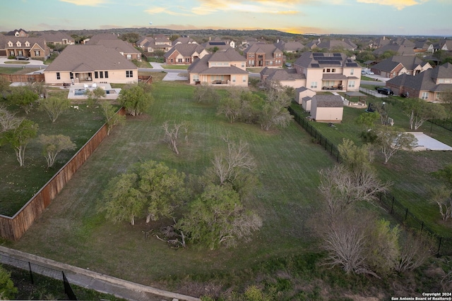 view of aerial view at dusk