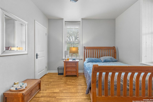 bedroom featuring light wood-type flooring