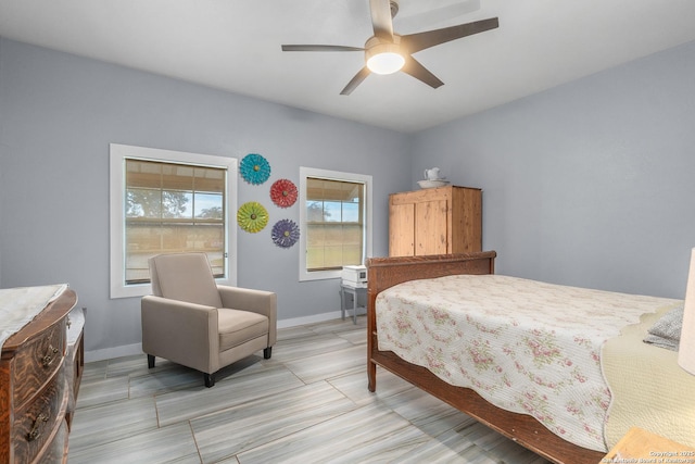 bedroom featuring ceiling fan